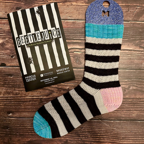 Beetlejuice inspired Sandworm Spiral Sock Set