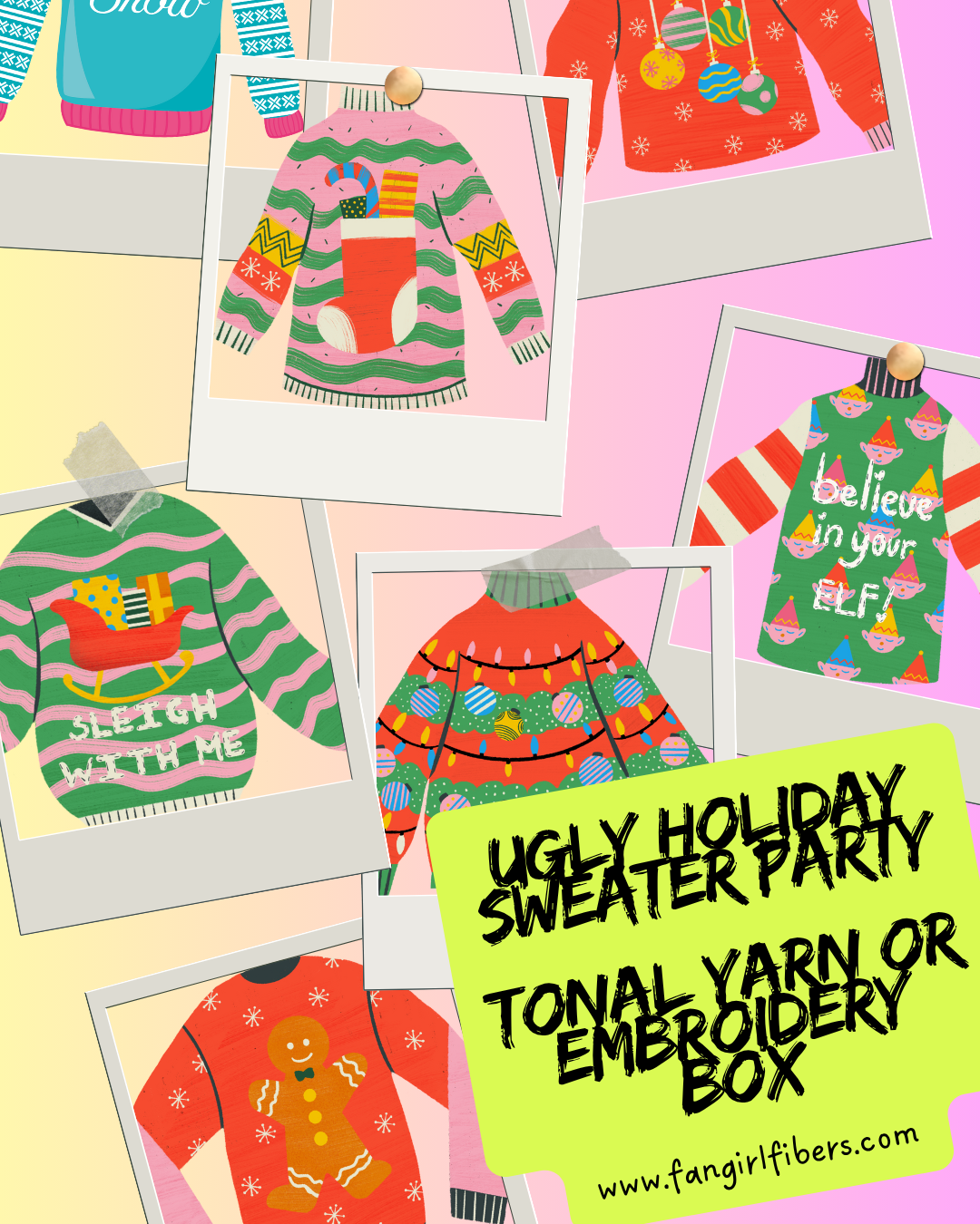 Ugly Holiday Sweater Party Tonal or Embroidery December Countdown Box